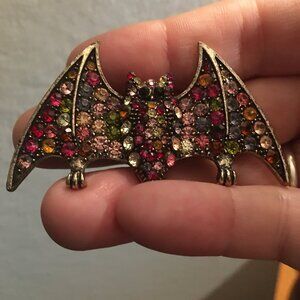 Red Tone Bat Rhinestone Costume Jewelry Brooch - So Cute NEW  Drawer 6